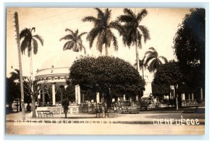 Early Glorieta Y Park Central Cienfuegos Cuba Real Photo RPPC Postcard (C9)