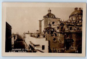 Puebla Mexico Postcard Tabernacle and Street c1930's Unposted RPPC Photo