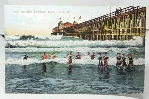 Pier & Sun Pavillion Long Beach California USA Vintage Postcard Early 1900s