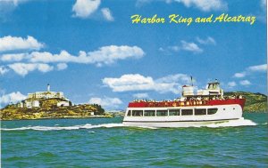 Harbor King Boat from San Francisco California with Alcatraz Prison Background