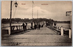 Wesel Germany c1910 Postcard Schiffbrucke Bridge Sign Pedestrians