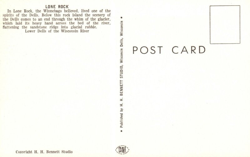 Lone Rock Lower Dells Of Wisconsin River WI Sandstone Outcrops Vintage Postcard