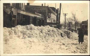 Onset Cape Cod Theatre & Street in Winter c1920 Real Photo Postcard