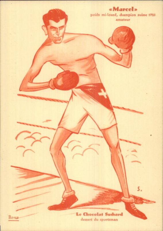 Suisse Swiss Boxing Caricatures Boxers Chocolats Suchard Set 6 Postcards gfz