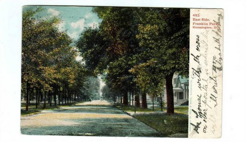East Side Street Scene Franklin Park Bloomington Illinois 1907 postcard