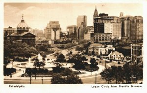 USA Philadelphia Logan CIrcle From Franklin Museum Vintage RPPC 08.95