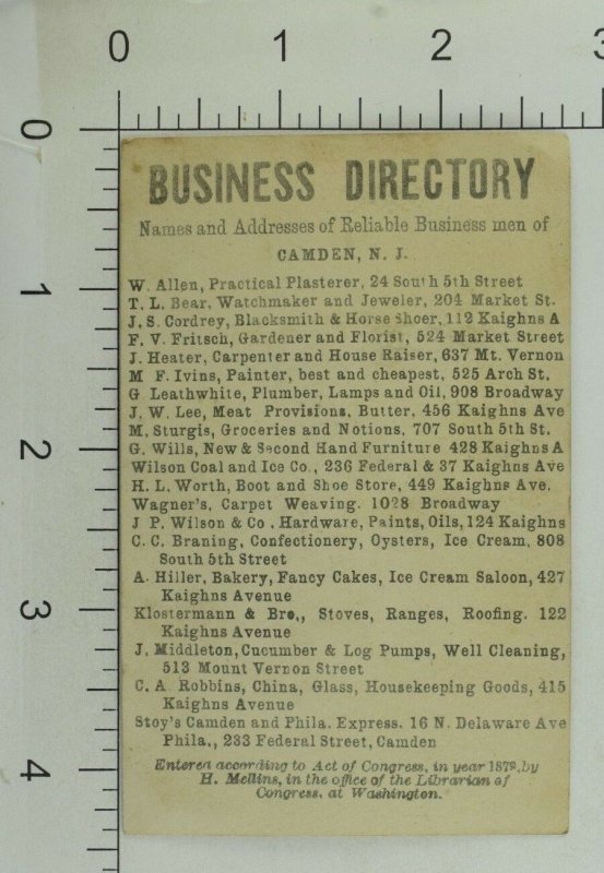 1879 John S. Cordrey Wheelwright Blacksmith & Horse Shoer Boy Girl Rabbit P100