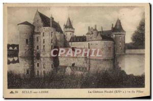 Old Postcard Sully Sur Loire Chateau Feodal saw the pillar