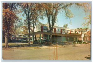 Moncton New Brunswick Postcard Downtowner Motor Hotel Building Road 1960 Vintage