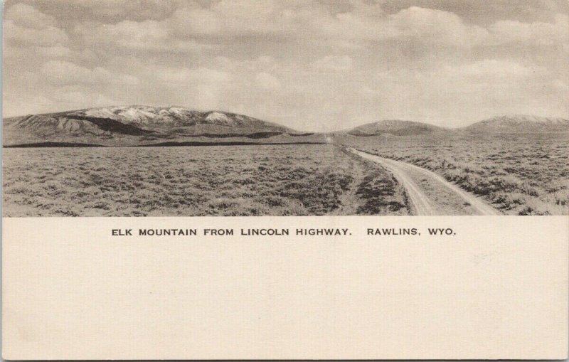 Rawlins WY Elk Mountain from Lincoln Highway Unused Albertype Postcard H6