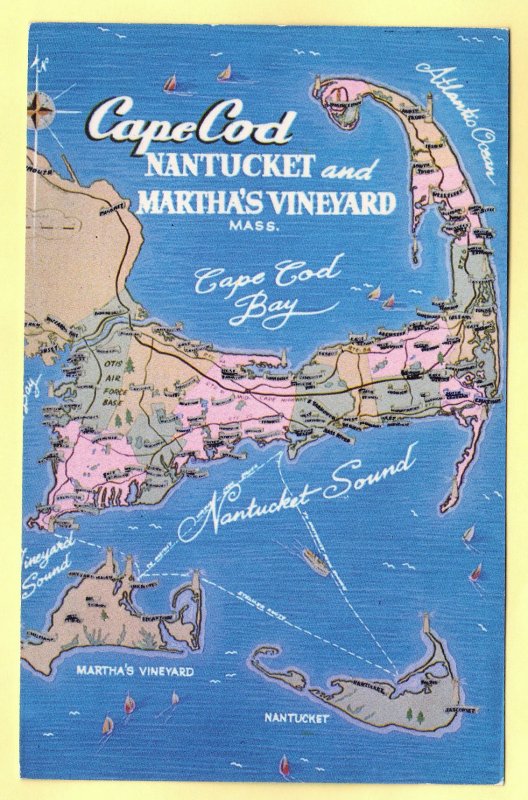 MAP OF BOSTON,SOUTH SHORE,PLYMOUTH AND CAPE COD, MASSACHISETTS   SEE SCAN