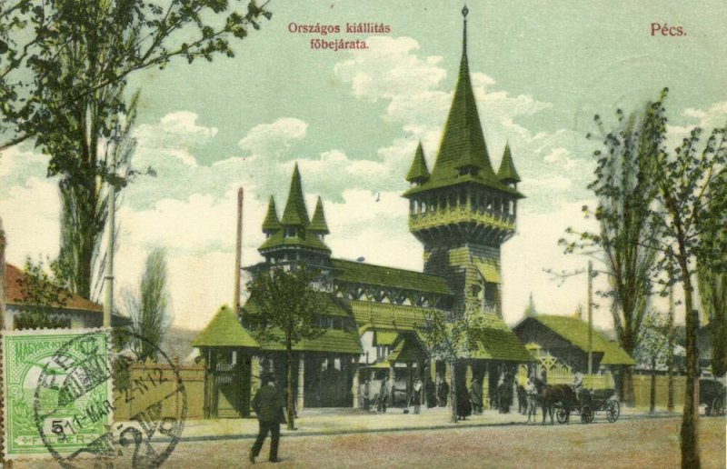 hungary, PÉCS, National Exhibition Entrance (1911) Postcard 