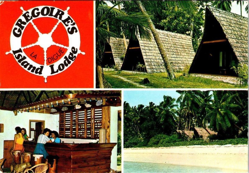 Mahe, Seychelles  GREGOIRE'S ISLAND LODGE Resort A-Frame Cabins~Bar 4X6 Postcard