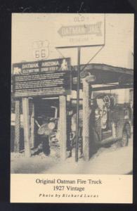 OATMAN ARIZONA ROUTE 66 ORIGINAL FIRE TRUCK VINTAGE B&W POSTCARD