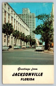 c1967 Classic Cars on Jacksonville Florida Street Vintage Postcard 0840