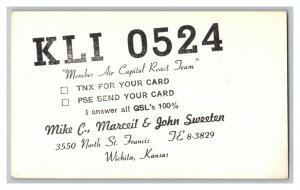 QSL Radio Card From Wichita Kansas KLI 0524