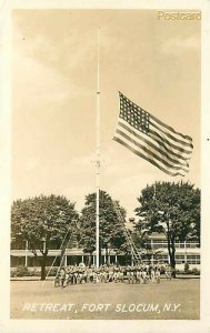 Military, NY, Fort Slocum, New York, Retreat, RPPC