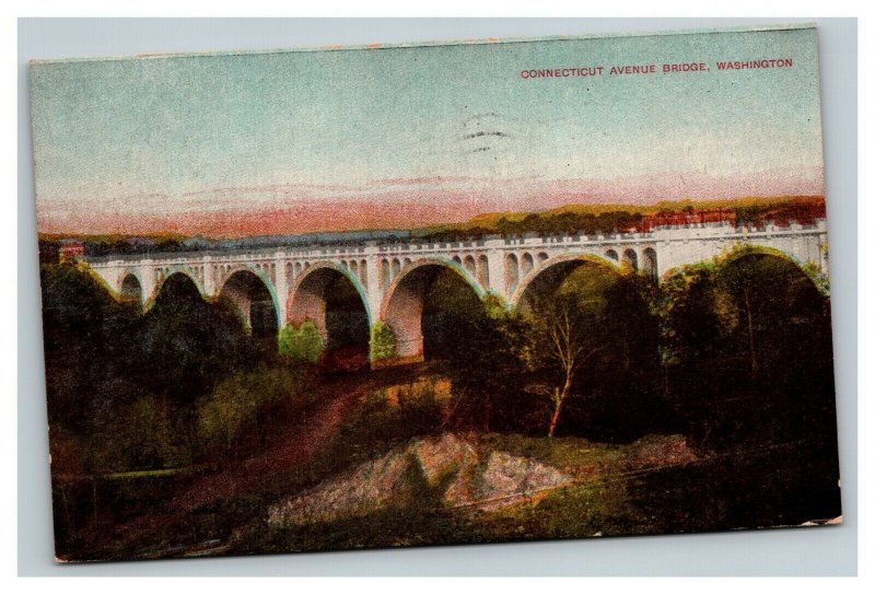 Vintage 1910 Postcard Panoramic View The Connecticut Avenue Bridge Washington DC