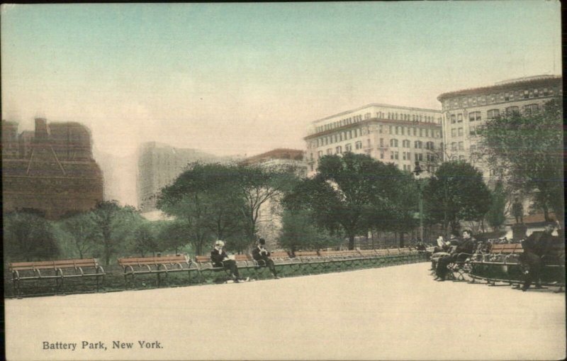 New York City Battery Park NICE COLOR c1910 Postcard HAGEMEISTER