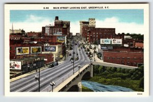 Greenville South Carolina Dr Pepper Sign Esso Piedmont Car Linen Postcard Unused