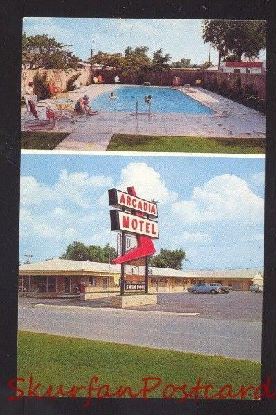 OKLAHOMA CITY OKLAHOMA ROUTE 66 ARCADIA MOTEL SWIMMING POOL VINTAGE POSTCARD