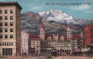 Postcard Pike's Peak Avenue Colorado Springs CO