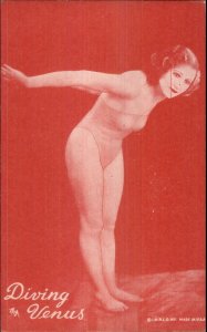 Nude Sexy Showgirl Pin-Up Exhibit Mutoscope Card RED TINT SERIES DIVING VENUS
