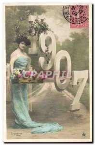 Old Postcard Fantasy Flowers Woman Year 1907