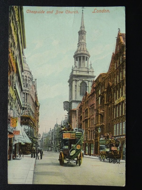 London CHEAPSIDE & BOW CHURCH c1905 Postcard by M.& D. Exellent Series