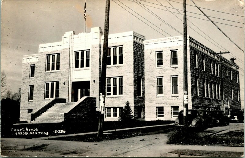 Vtg Postcard RPPC 1940s -Big Horn County Court House Hardin Montana MT UNP