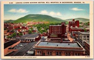Roanoke Virginia VA, Looking Across Business Section, Mill Mountain, Postcard