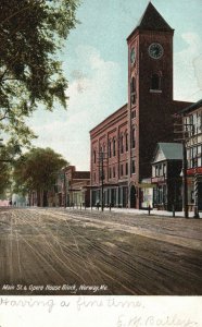 Vintage Postcard 1900's Main St. & Opera House Block Norway Maine ME