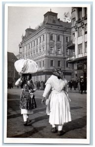 Croatia Postcard Road Business Section Crowd Scene c1940's RPPC Photo