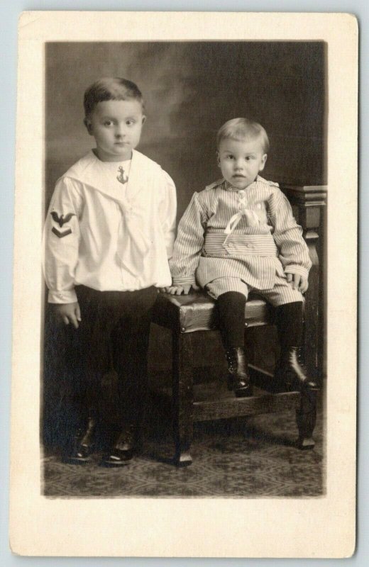 RPPC Hi! I'm in the Navy!~My Little Brother Wants to Be A Railroad Engineer~1916 