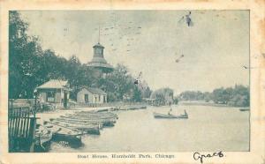 Boat House CHICAGO ILLINOIS 1908 Humboldt Park postcard 3374