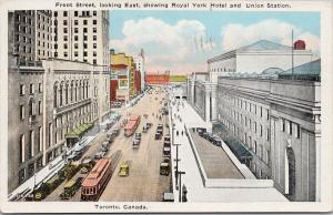 Front Street Royal York Hotel & Union Station Toronto Ontario c1930 Postcard D95