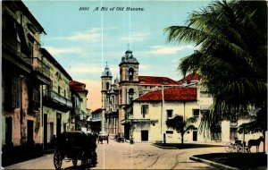 Postcard Cuba A Bit of Old Havana Buggy Street View Cathedral ~1910 M49