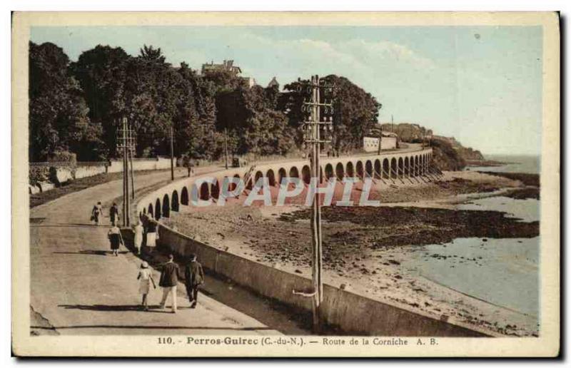 Old Postcard Perros Guirec Corniche Road