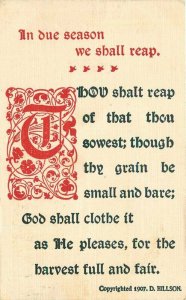Arts Crafts Reap What you Sow saying Postcard linen 20-2115