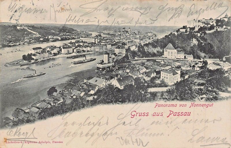 PASSAU BAVARIA GERMANY~PANORAMA von NONNENGUT~ALPHONS ADOLP-1901 PHOTO POSTCARD