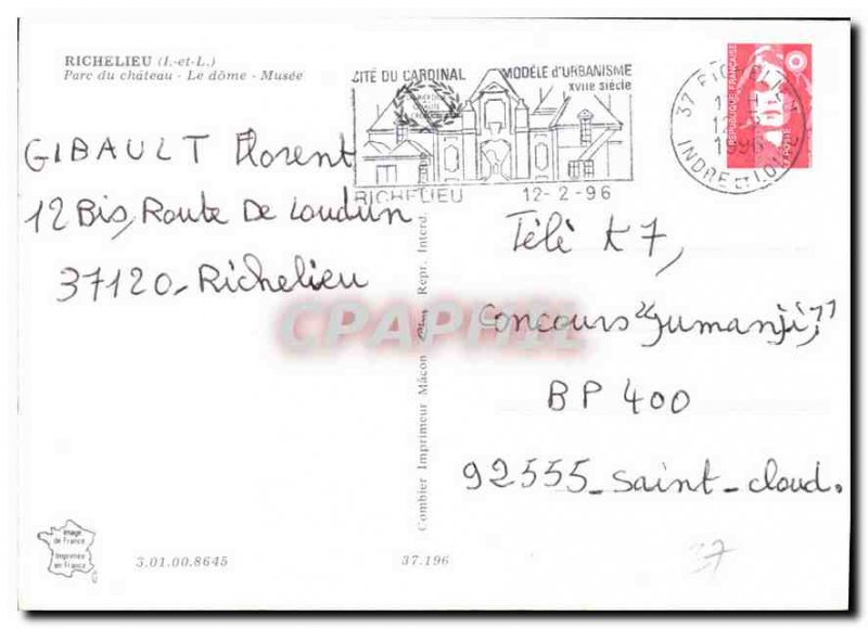 Postcard Modern Richelieu I and L Chateau Park Museum The dome