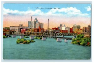 c1940's The River View Of Rockford Illinois IL Unposted Vintage Postcard 