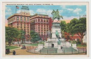 Washington Monument and Hotel Richmond. Richmond Virginia, United States