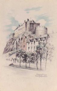 Edinburgh Castle, Scotland - from Grassmarket - Drawing by Andrew Allan