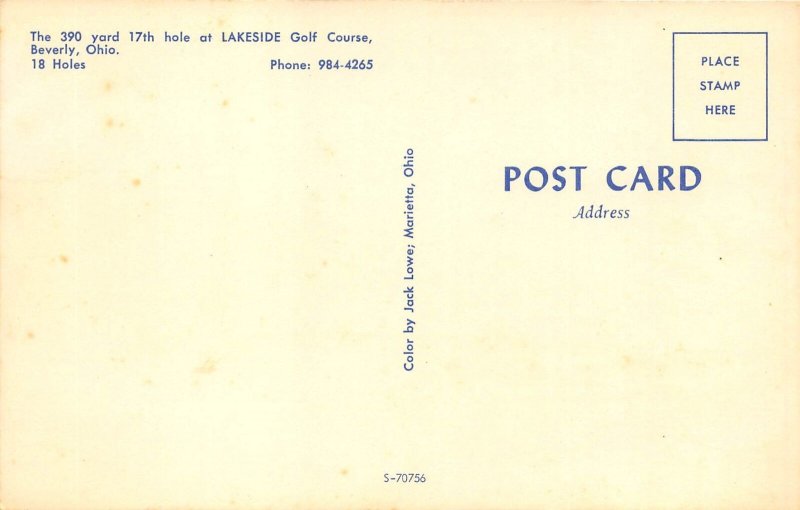 Beverly Ohio 1960s Postcard 17th Hole Lakeside Golf Course