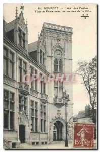 Old Postcard Bourges Hotel of the Post Tower and Gate with City Arms