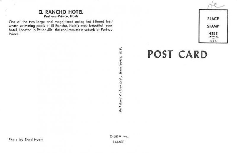 El Rancho Hotel Port-au-Prince Haiti Unused 