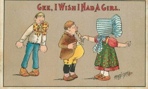 C-1910 Carmichael Wish Sunbonnet Comic Humor undivided Postcard 21-9506