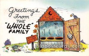 Greetings from the Whole Family H Dean Outhouse 1952 light postal marking on ...