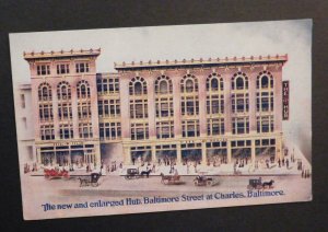 Mint USA Postcard The New and Enlarged Hub Baltimore Street at Charles Maryland